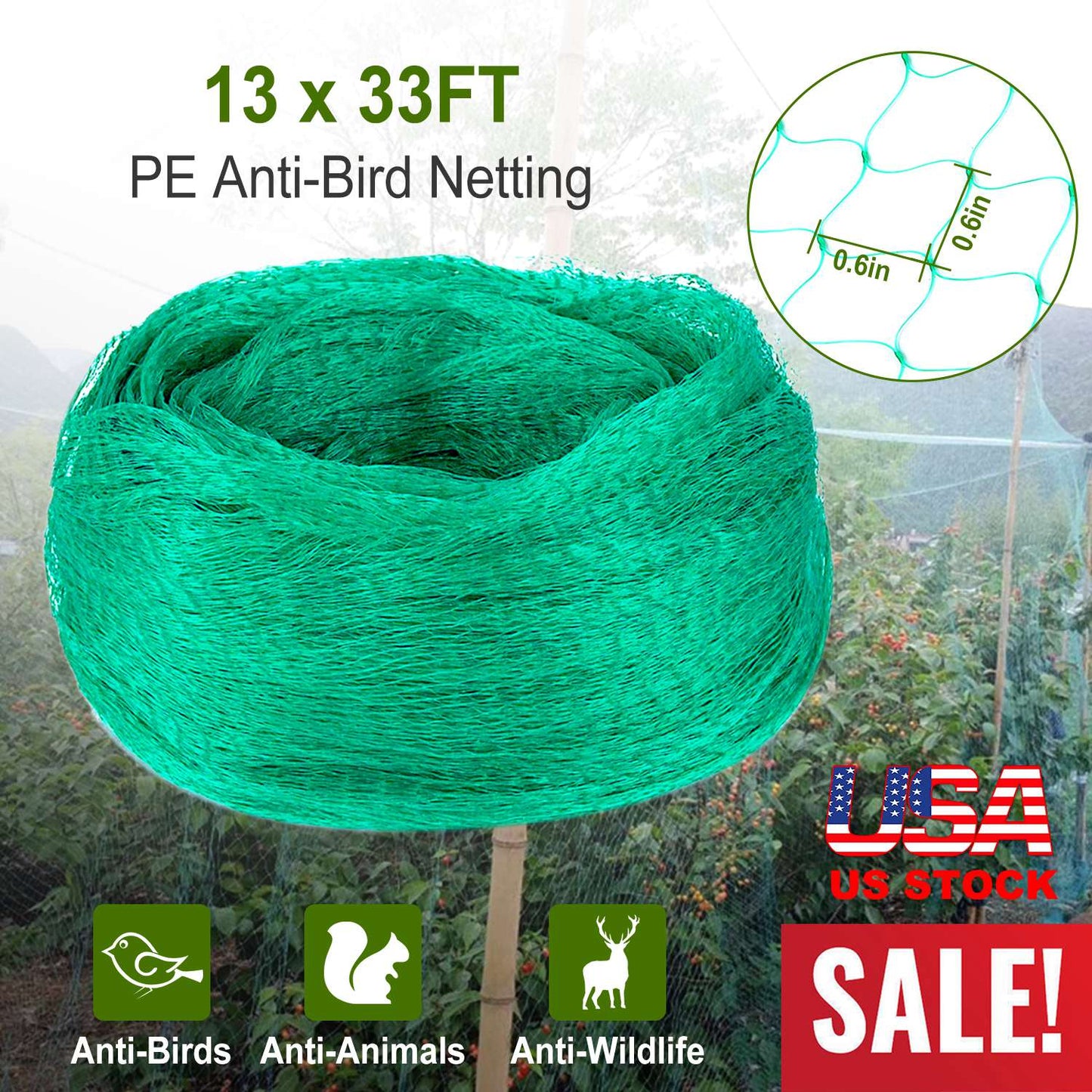 Garden Netting 13x33ft Heavy Duty Bird Protection Net