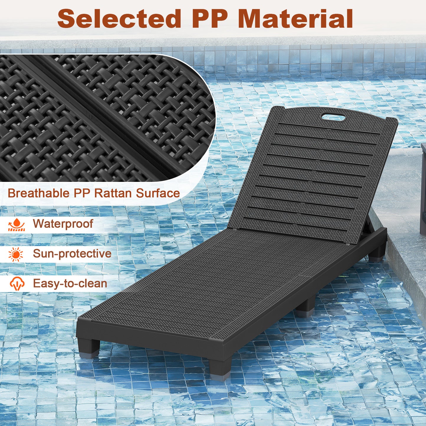 Adjustable Outdoor Chaise Lounge Chairs Set of 2 - 350 lbs