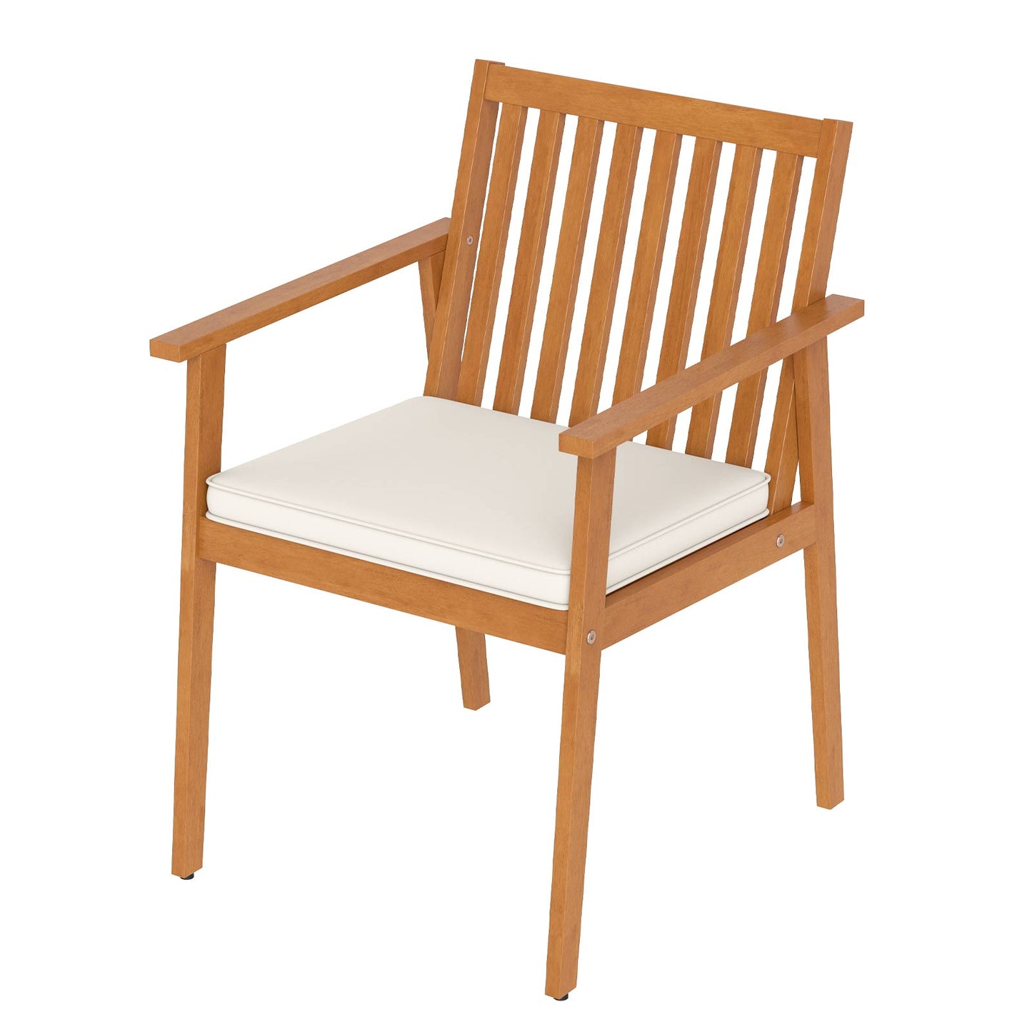 Acacia Wood Patio Dining Chairs with Removable Cushions (Set of 2)