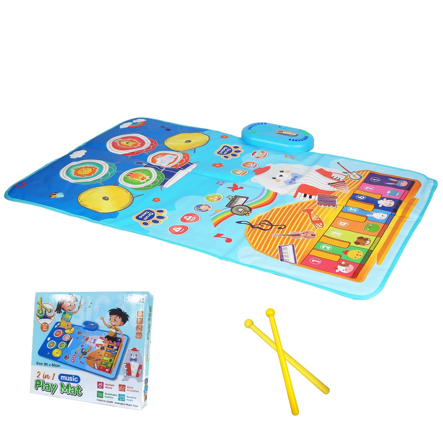 Baby Musical Mat with Piano & Drum Sounds – 55 Music Modes
