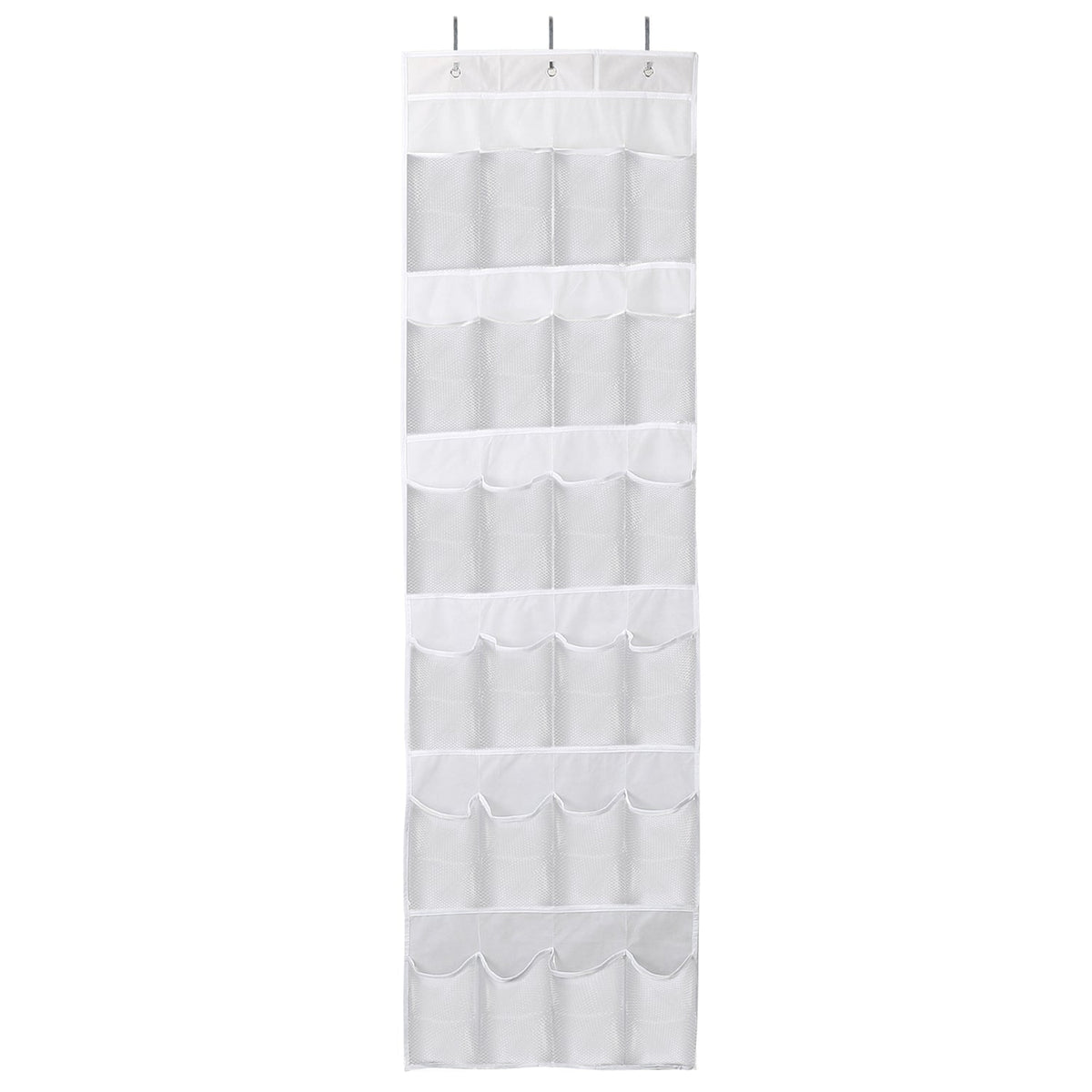 Over the Door Shoes Rack 24-Pocket Crystal Clear Organizer 6-Layer Hanging Storage Shelf for Shoes Slippers Small Toys Closet Cabinet