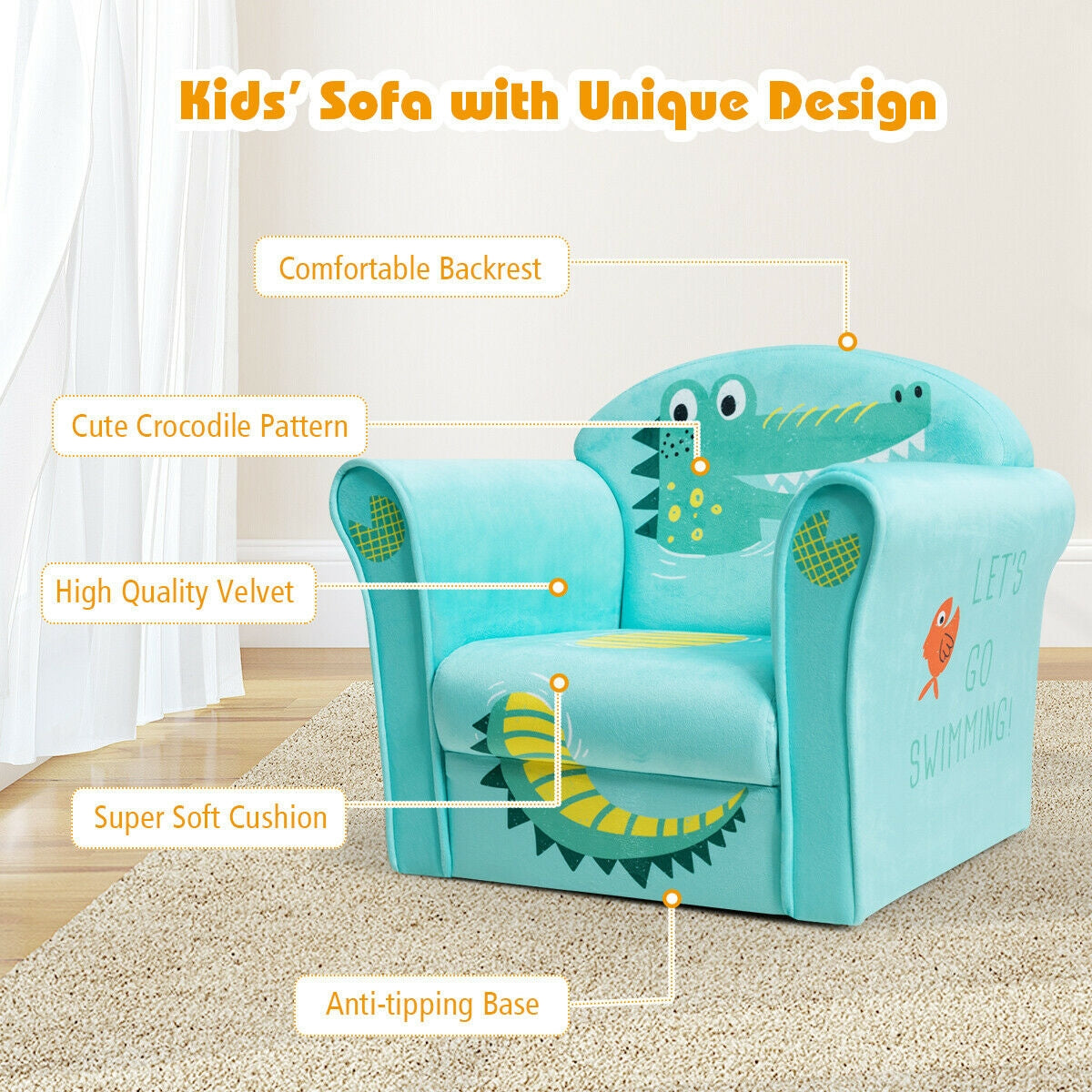 Kids Astronaut Armrest Upholstered Sofa Chair