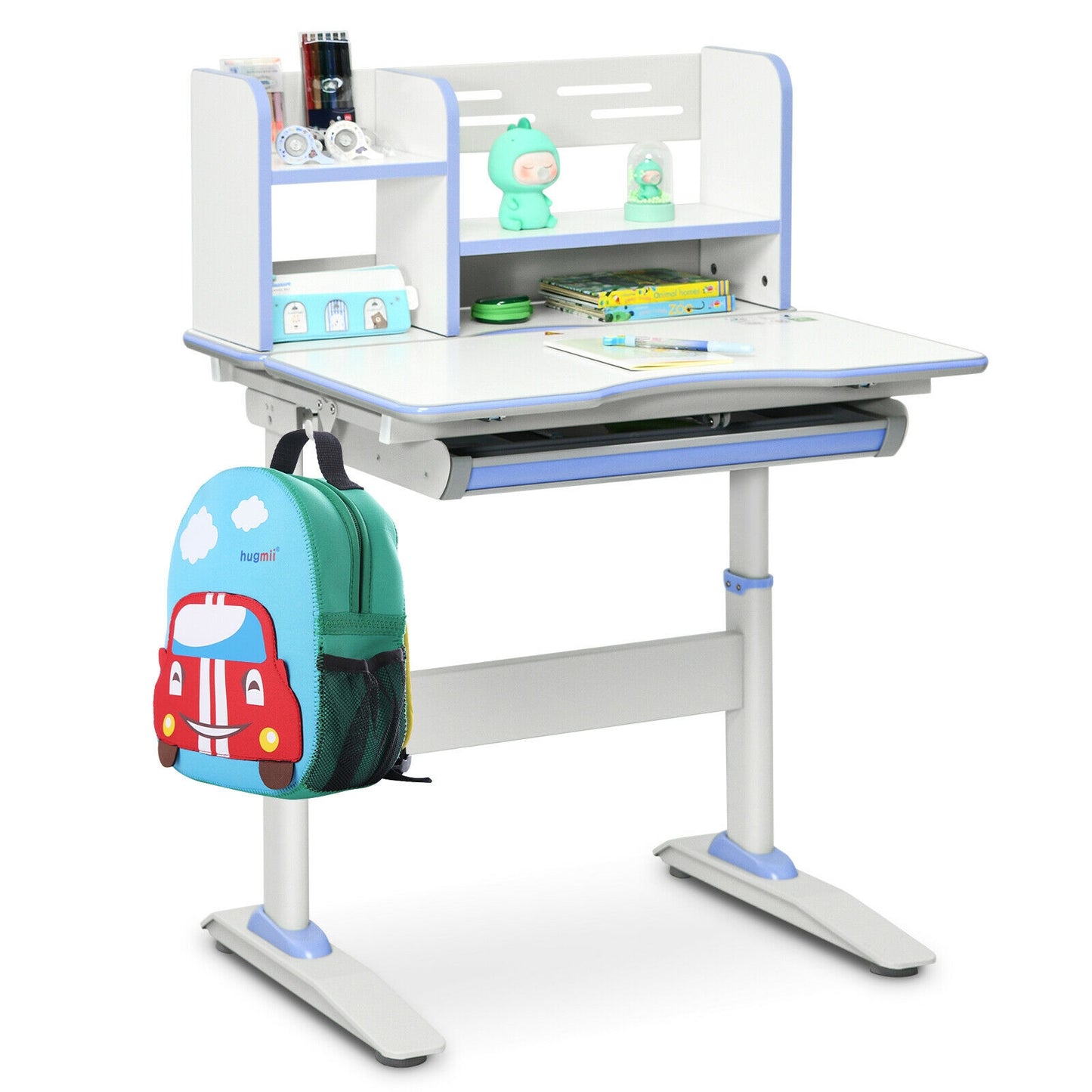 Kids Adjustable Writing Desk with Tilting Desktop and Shelf