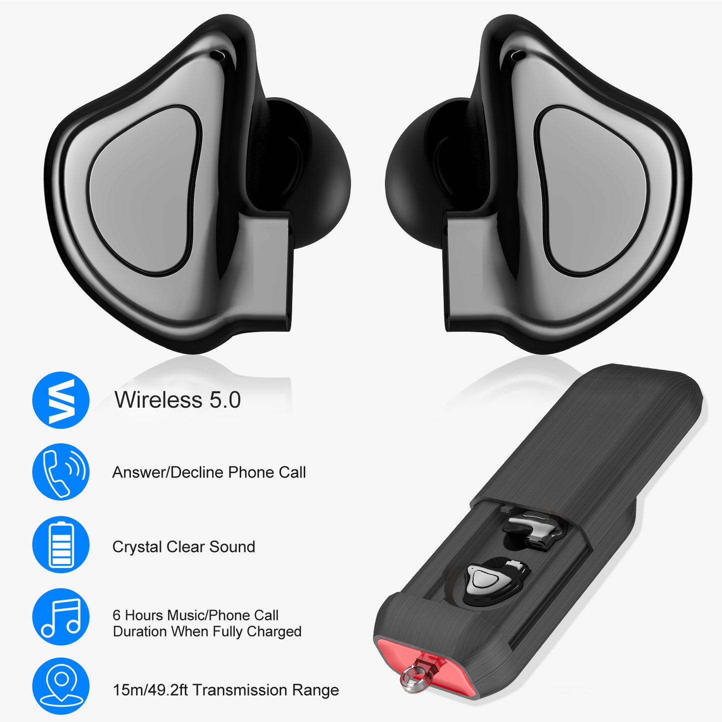 True Wireless Earbuds with Charging Dock and IPX4 Waterproof