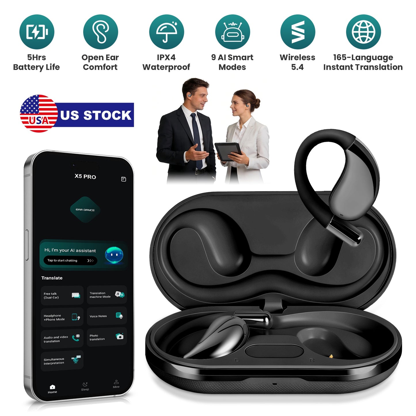 AI Translation Earbuds with 165 Languages & Real-Time Voice