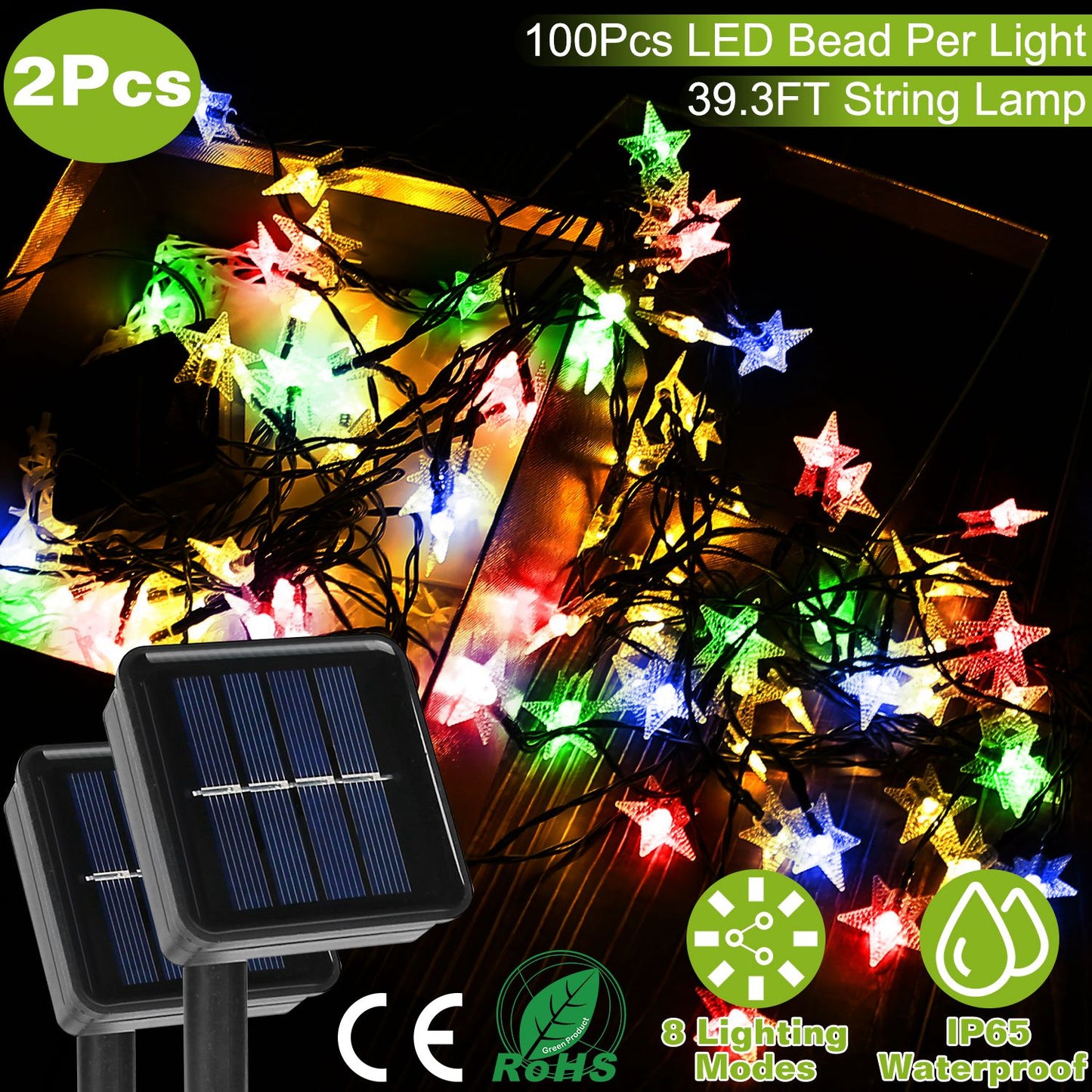 Solar Star String Lights 39.3ft 100 LED Waterproof Outdoor