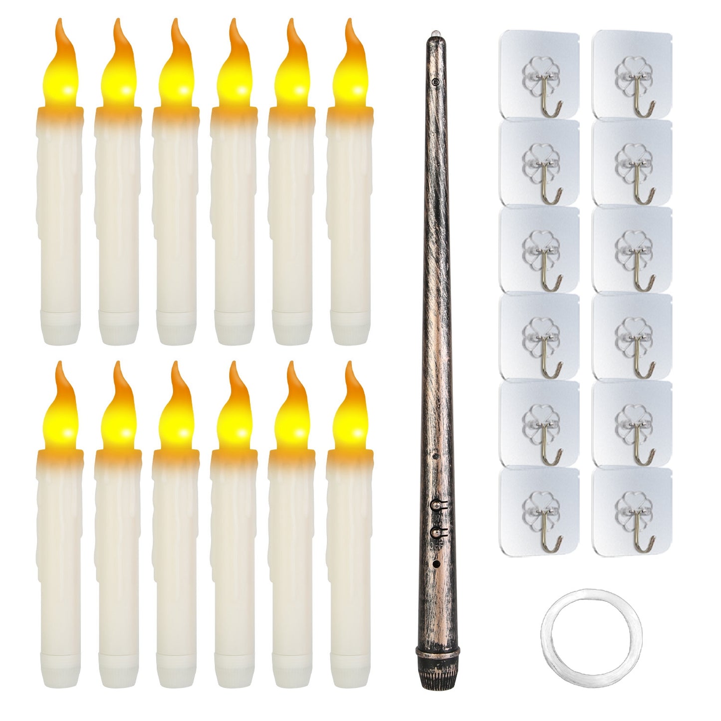 Floating LED Candles 12-Pack with Magic Wand Remote