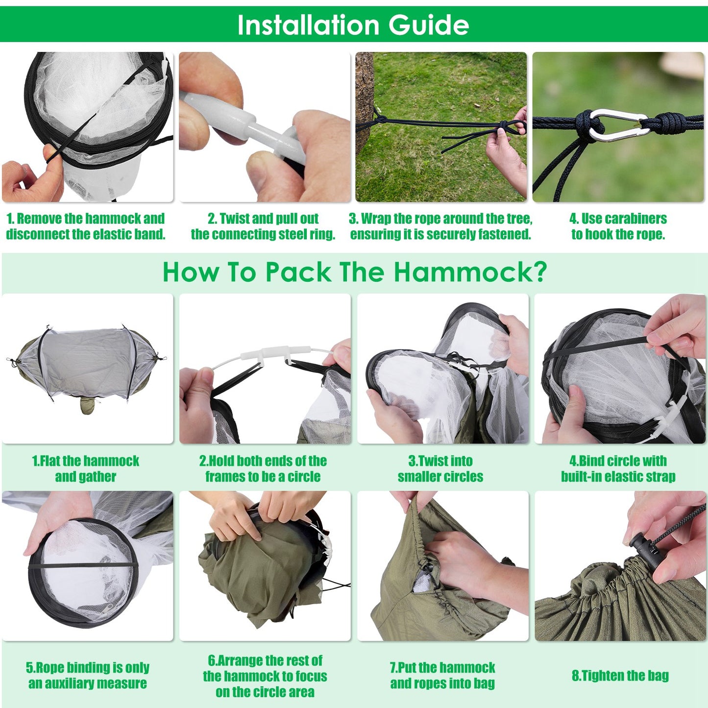 Camping Hammock with Mosquito Net 3-in-1 Portable 440lbs