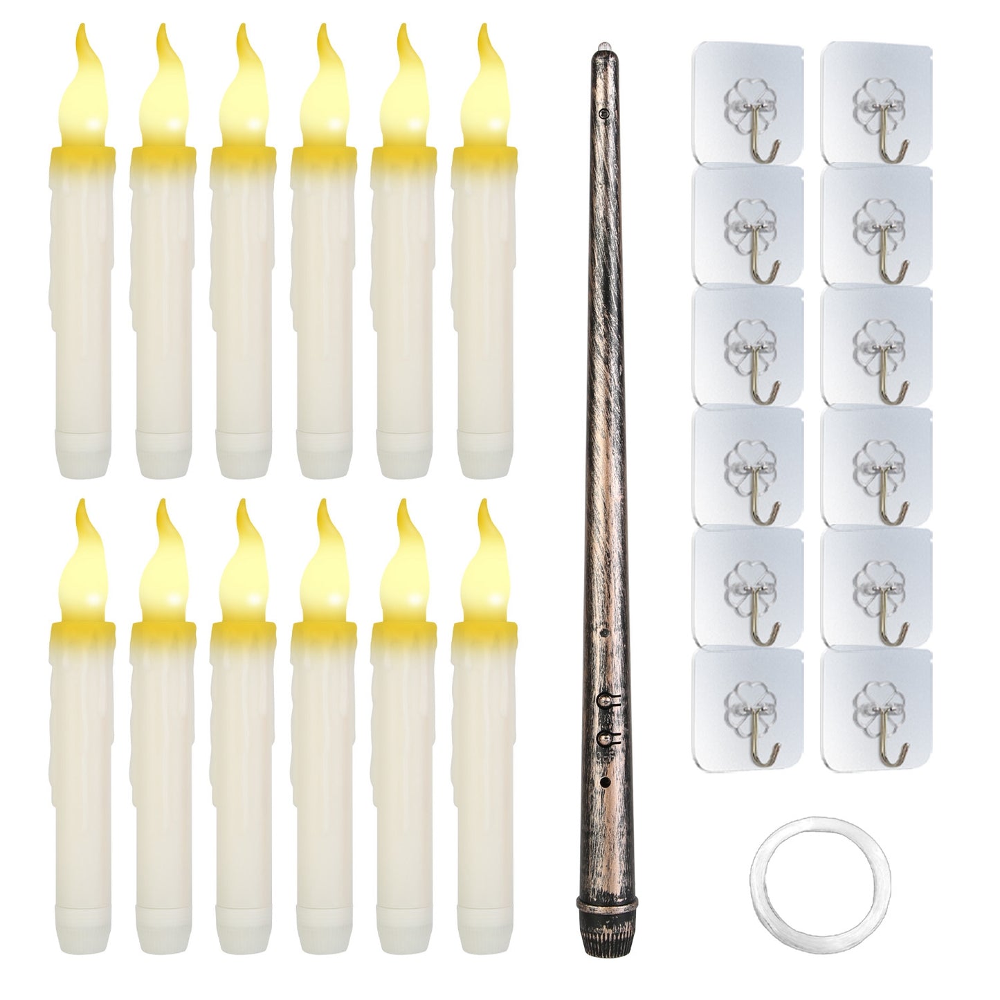 Floating LED Candles 12-Pack with Magic Wand Remote