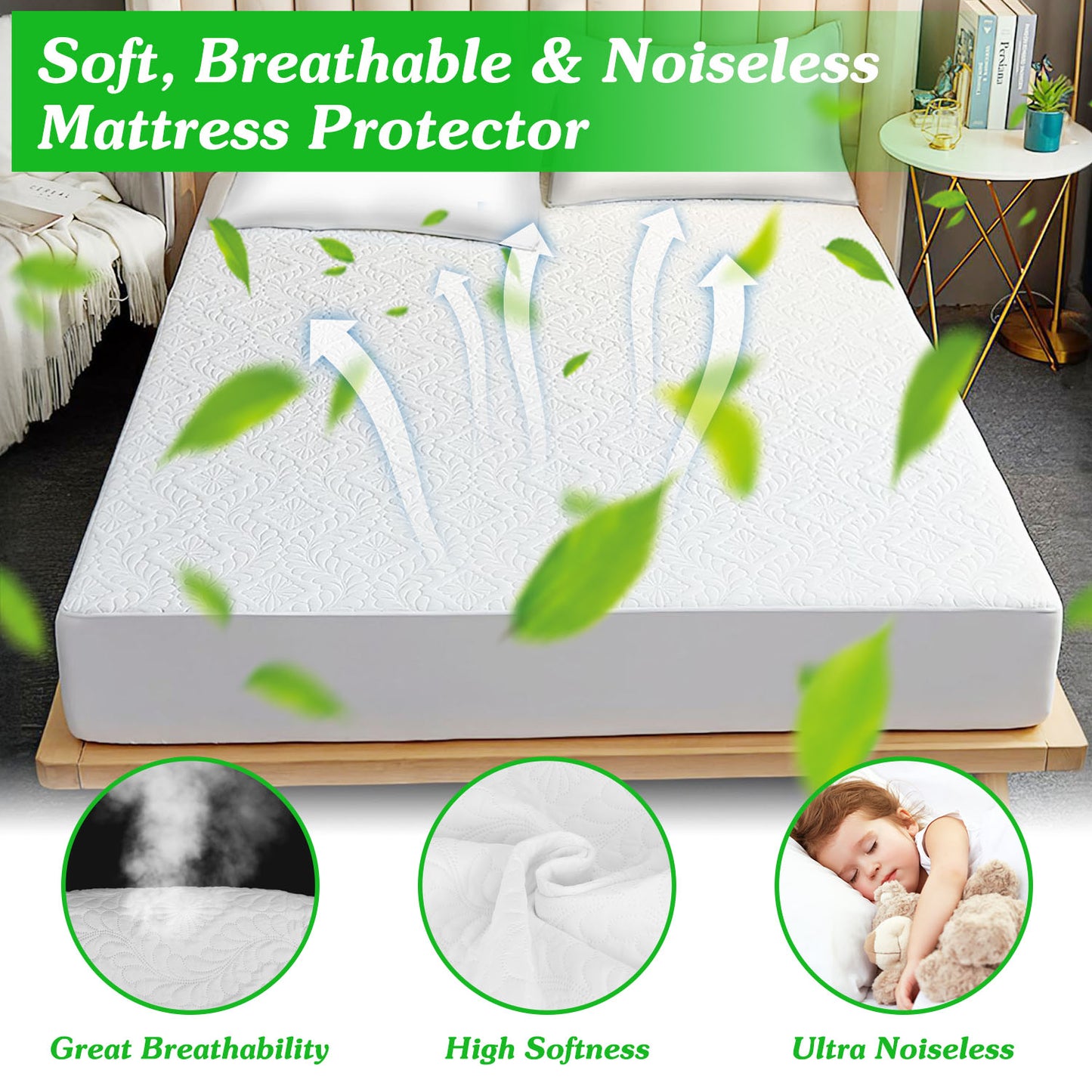 Waterproof Mattress Protector Full Size Cotton Breathable