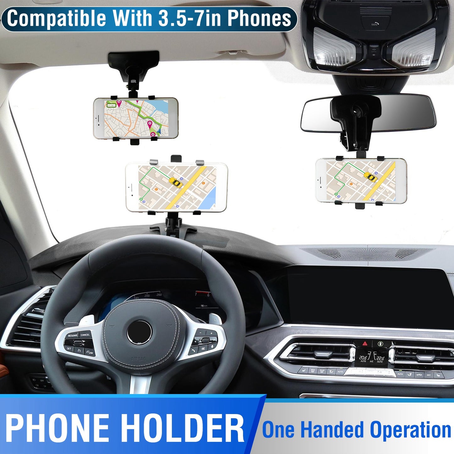 Dashboard Phone Holder with 360° Rotation for 3-7 Inch Phones
