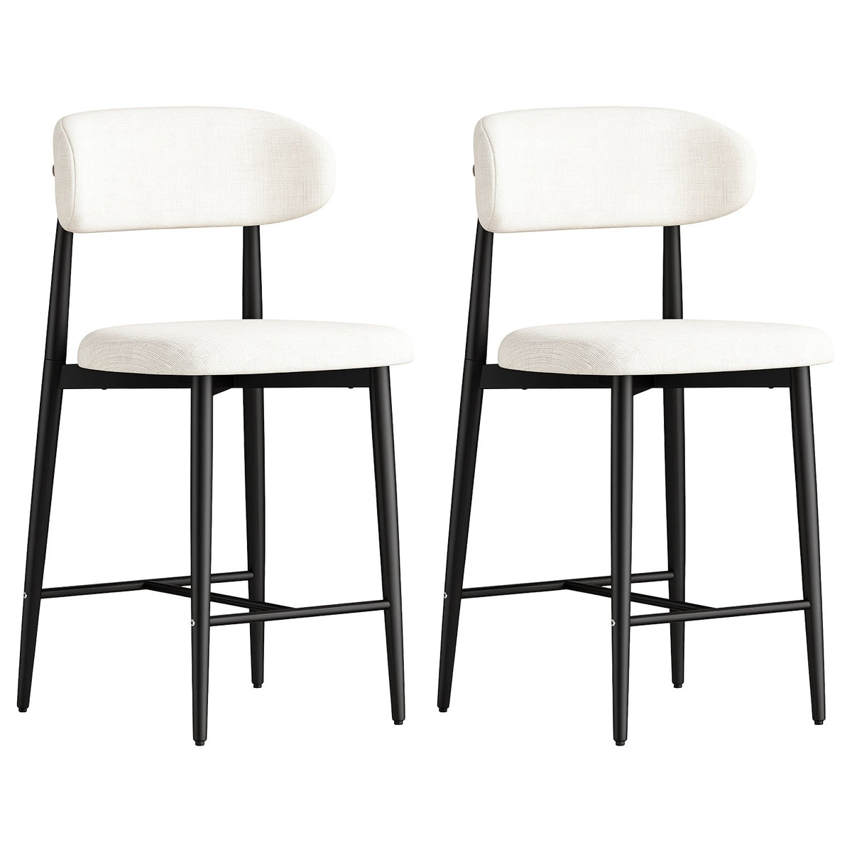 Counter Height Bar Stools Set of 2 with Curved Backrest