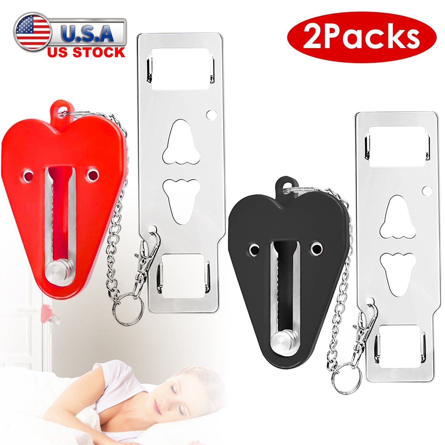 Portable Travel Door Lock with Security Latch - 2 Pack