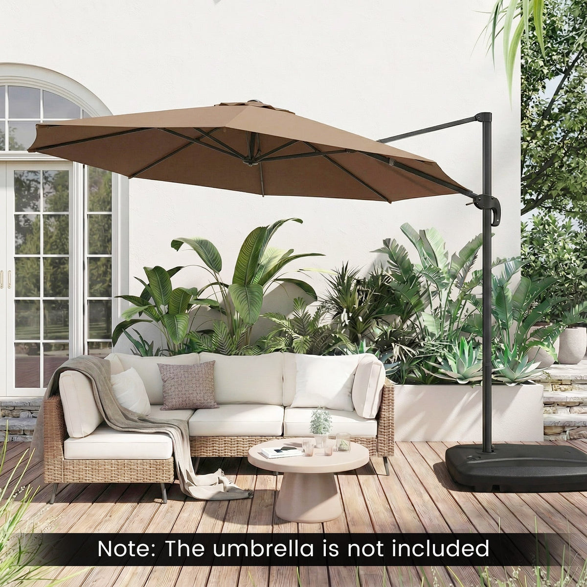 225 LBS Cantilever Patio Umbrella Base with Wheels and Crossed Base