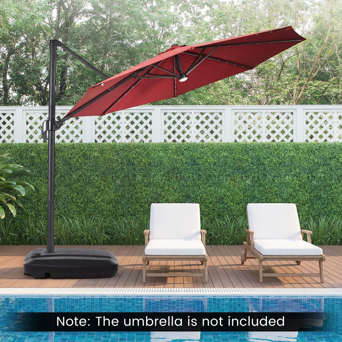 225 LBS Cantilever Patio Umbrella Base with Wheels and Crossed Base