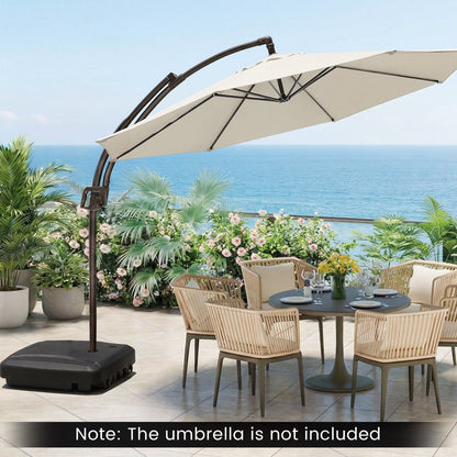 225 LBS Cantilever Patio Umbrella Base with Wheels and Crossed Base