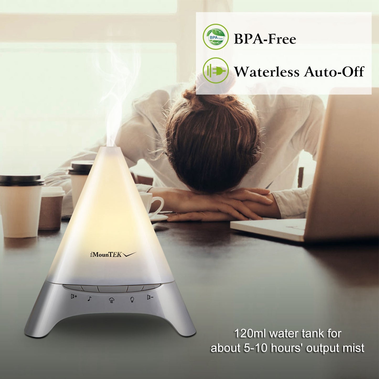 120ml Ultrasonic Cool Mist Humidifier With Soothing Sounds