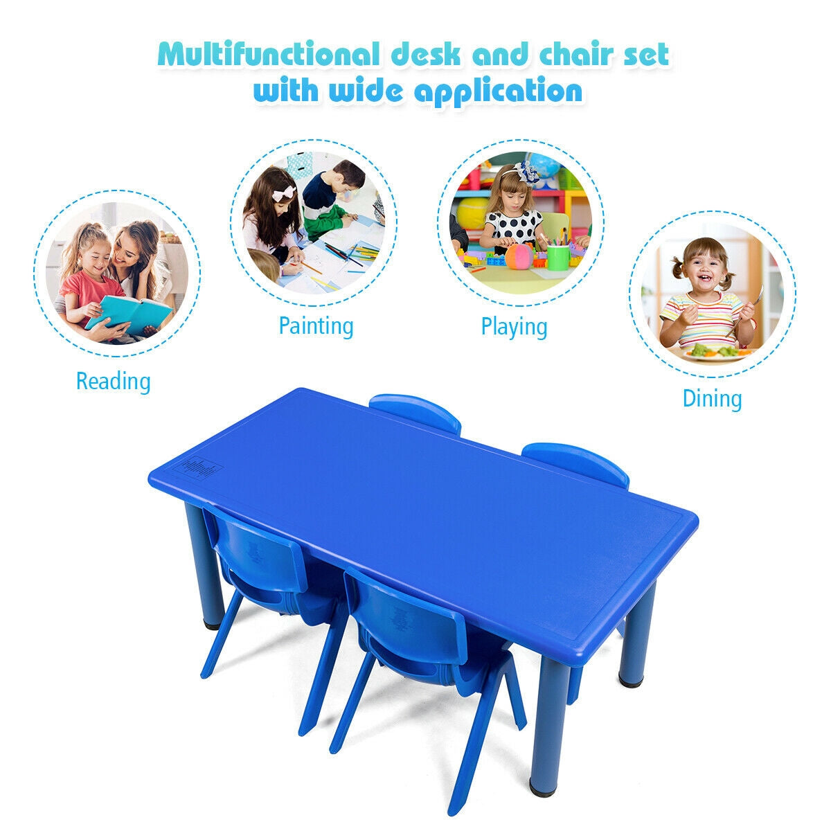 Kids Rectangular Plastic Activity Table for Learning & Play