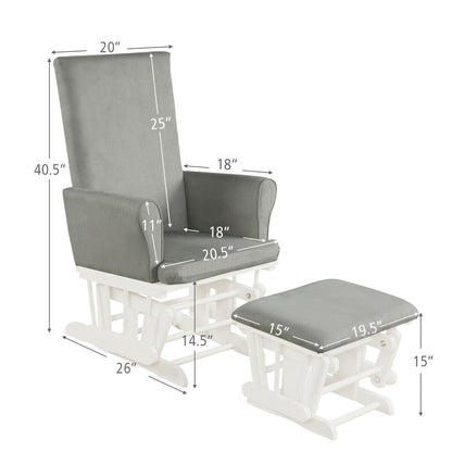 Nursery Glider Rocking Chair with Ottoman Cushion Set