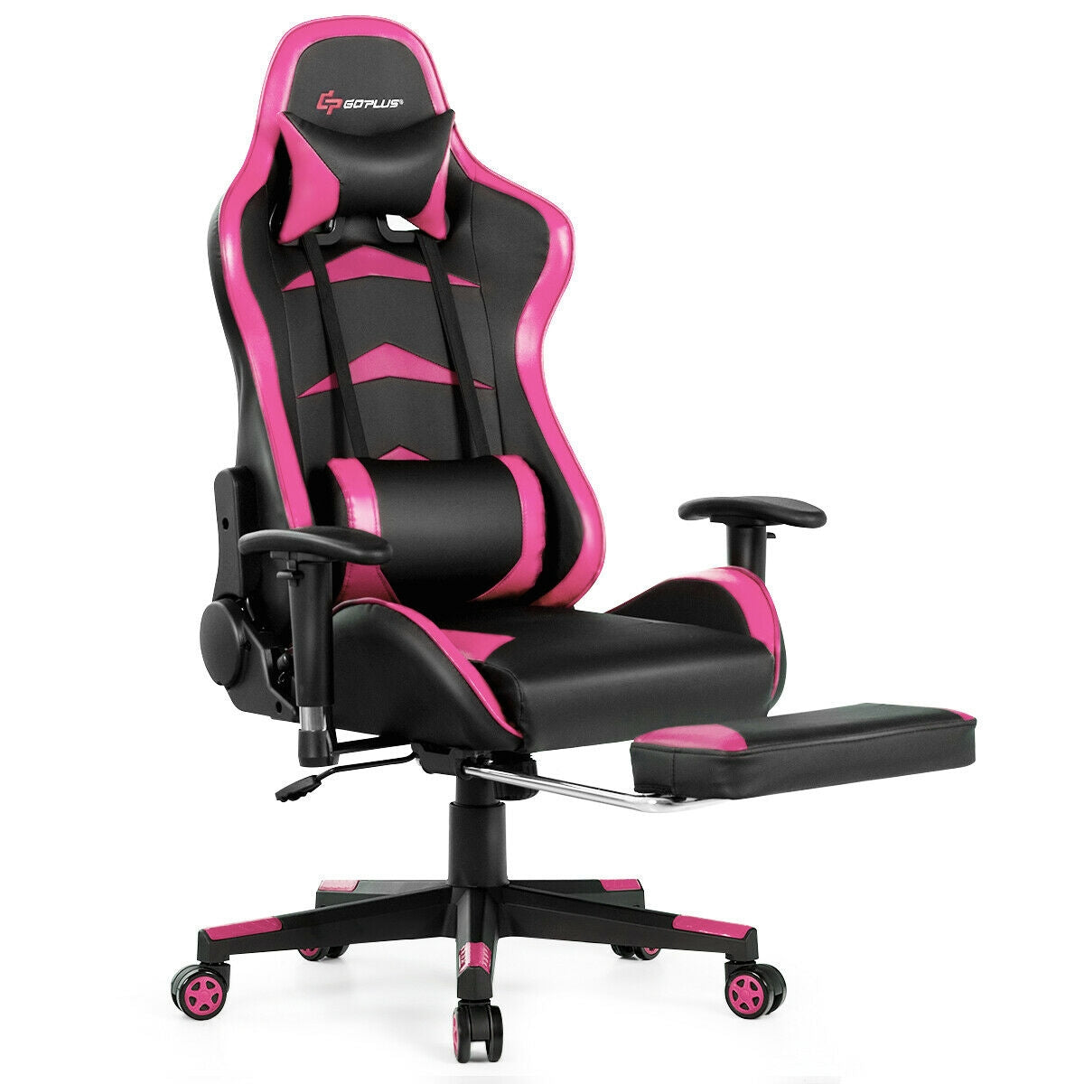 Gaming Chair with Massage Lumbar & Retractable Footrest