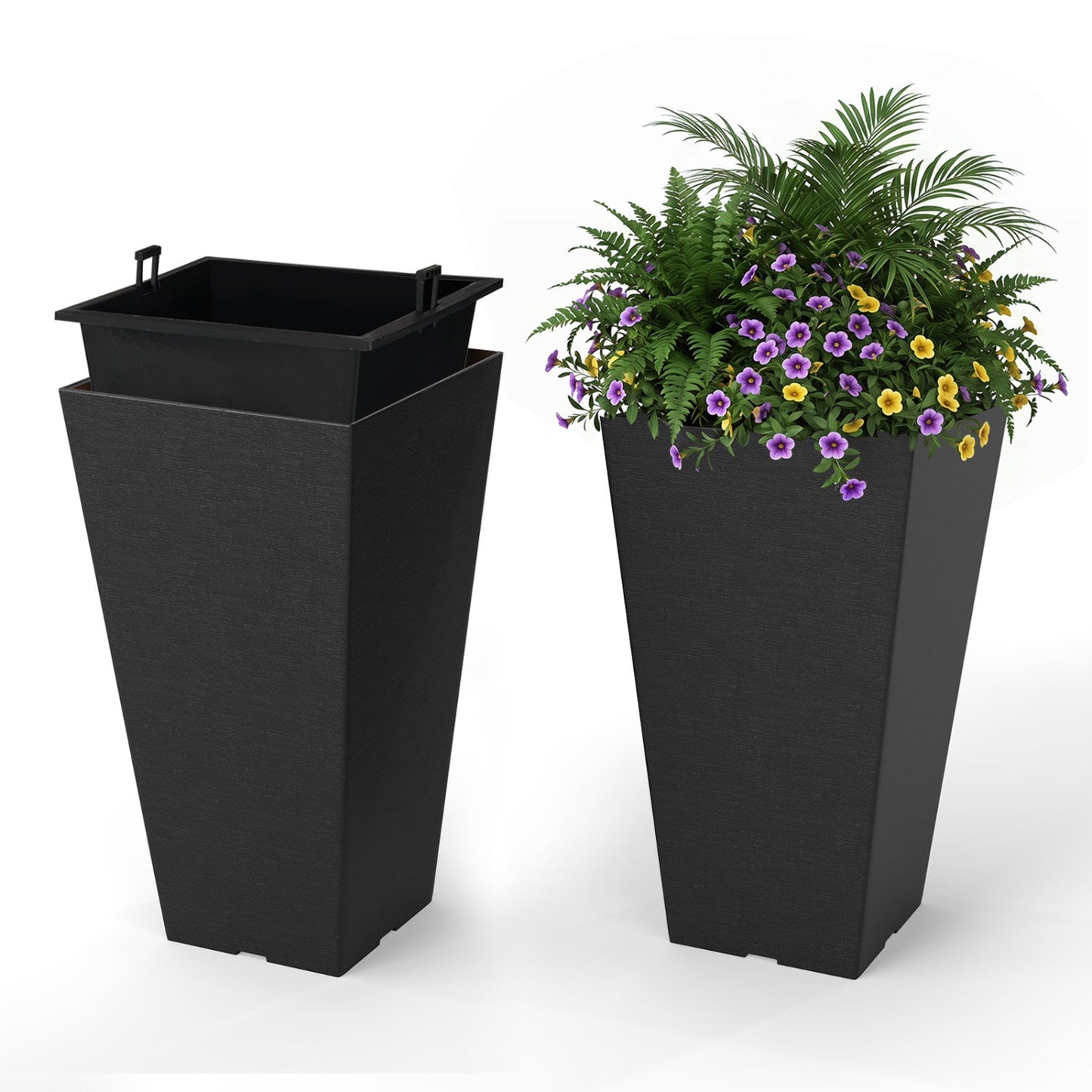 22.5" Tall Self-Watering Square Planter Set of 2