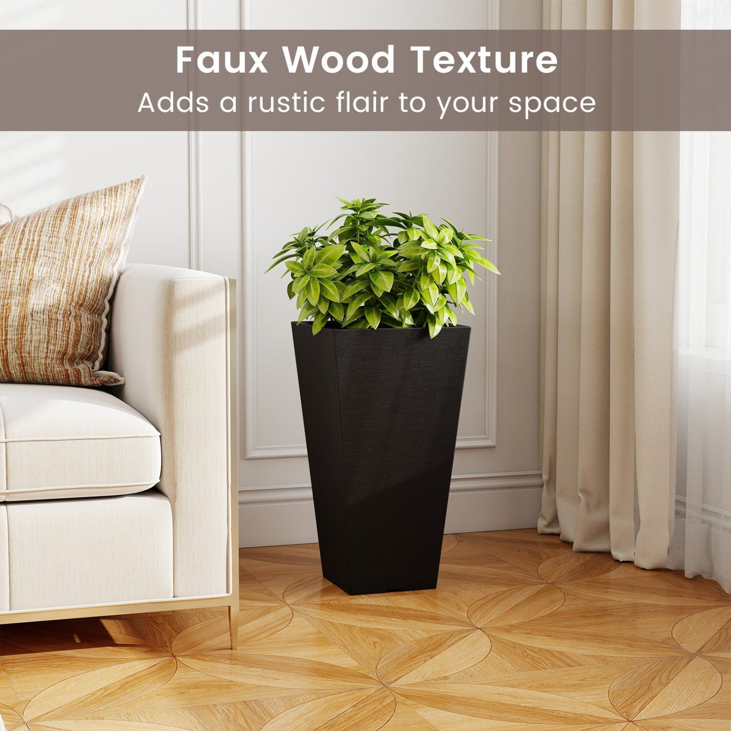 22.5" Tall Self-Watering Square Planter Set of 2