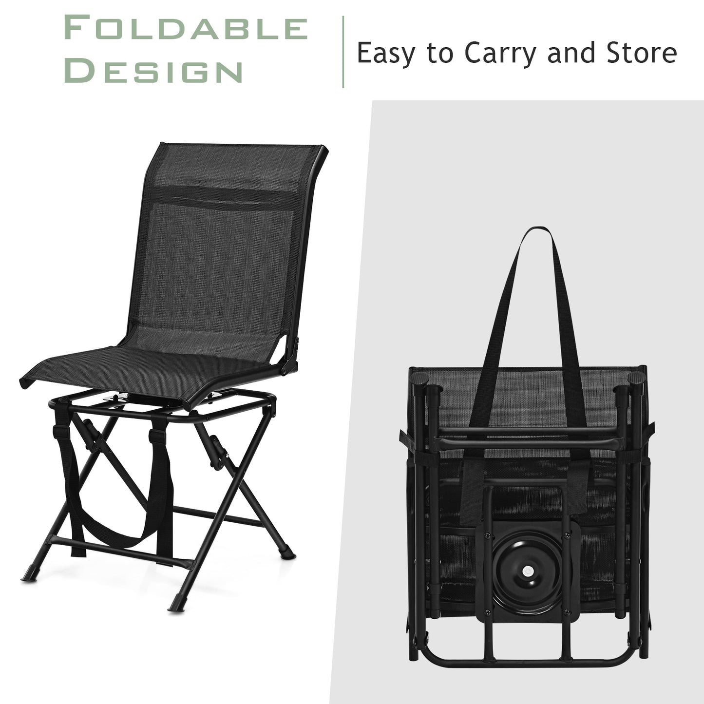 360° Swivel Folding Camping Chair with Iron Frame