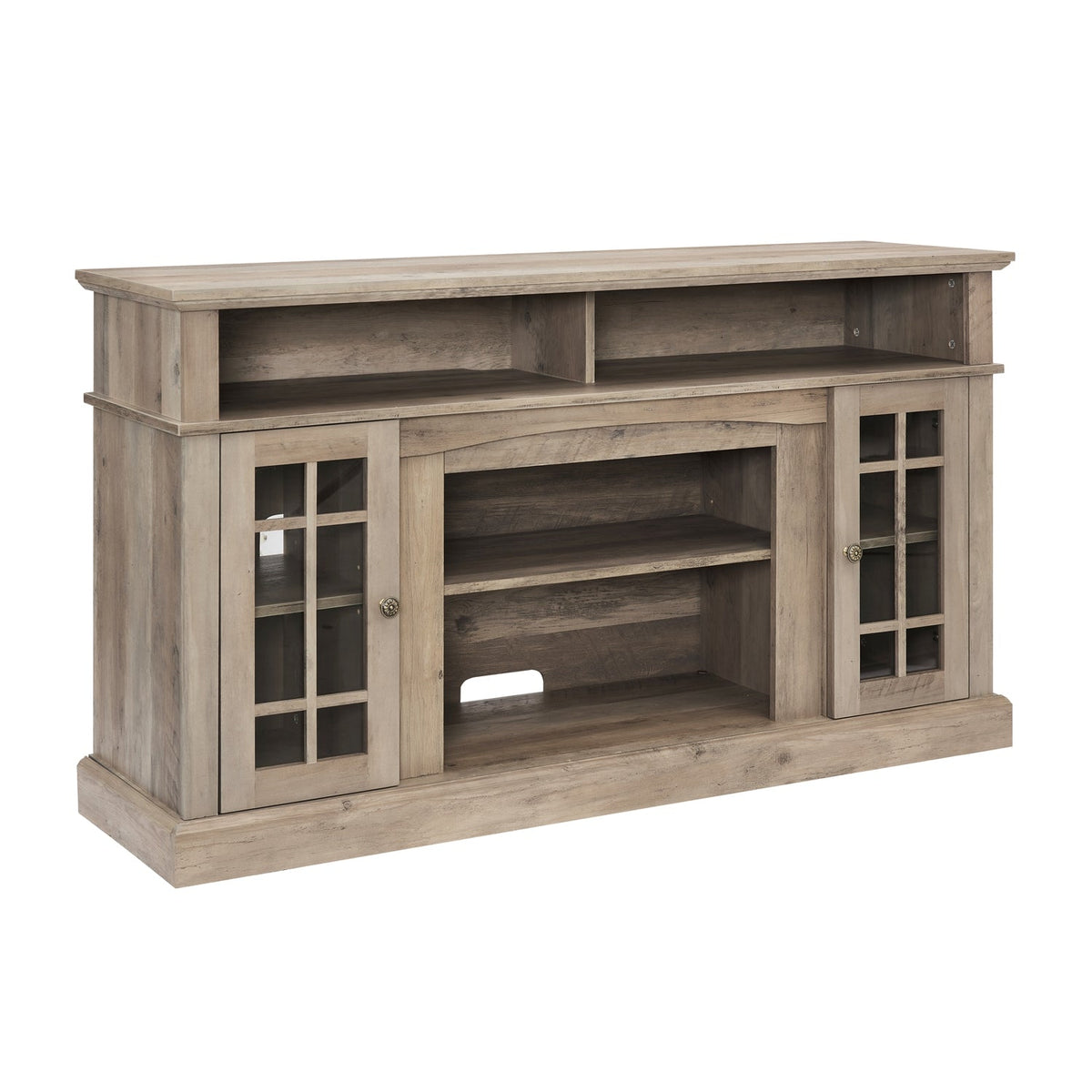 58" TV Stand with Glass Door Cabinets for TVs up to 65"