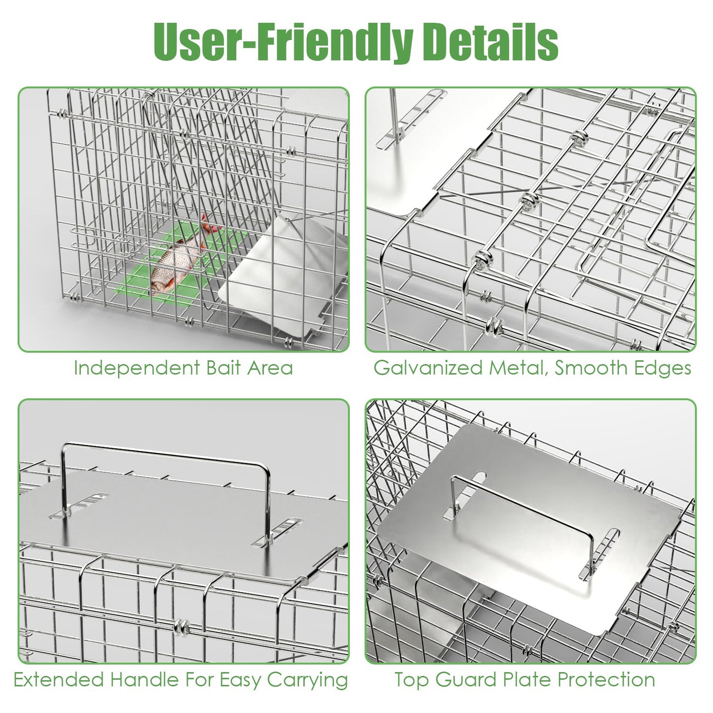 Live Animal Trap Cage 31" Folding with Waterproof Cover