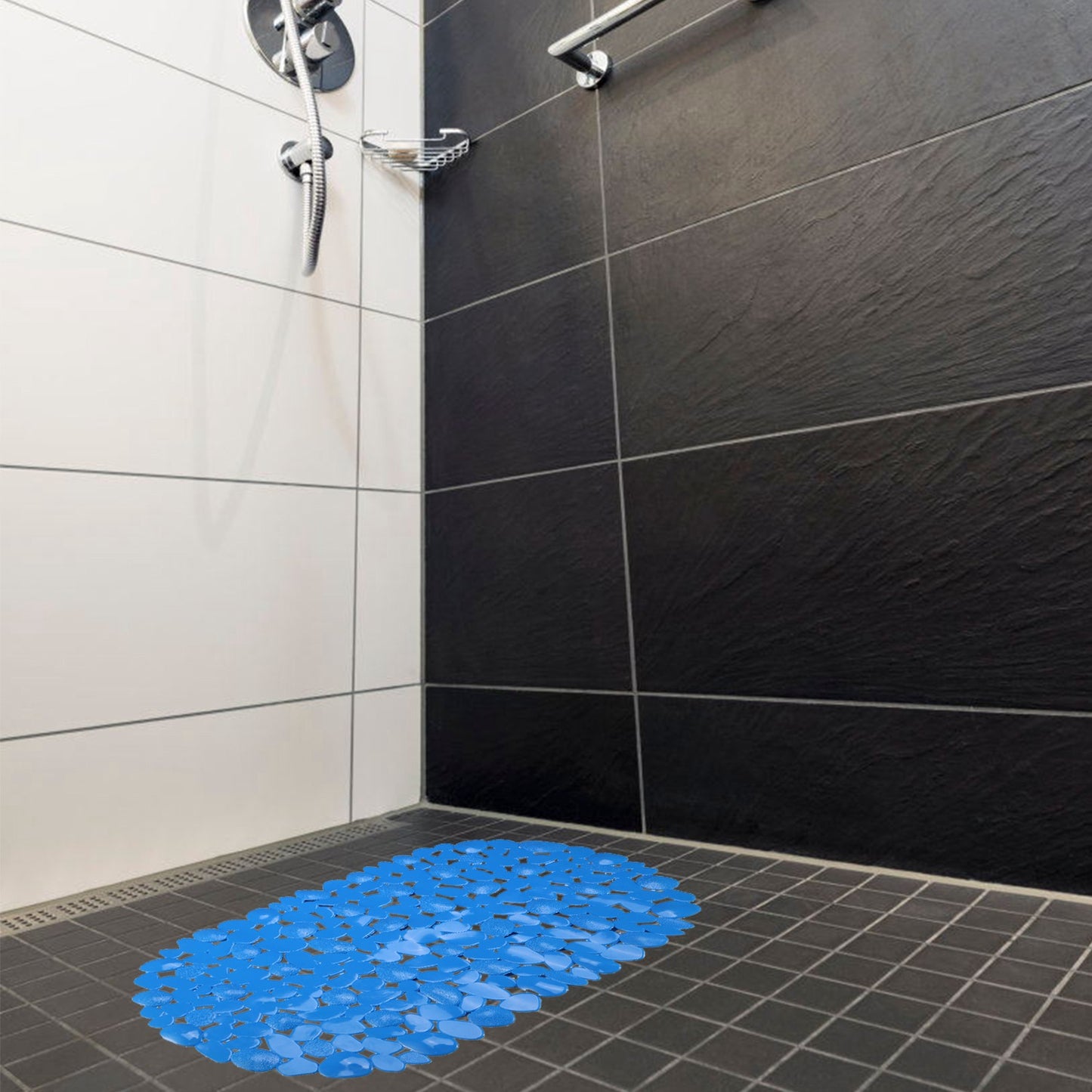 Pebble Massage Bath Mat with Suction Cups & Drain Holes