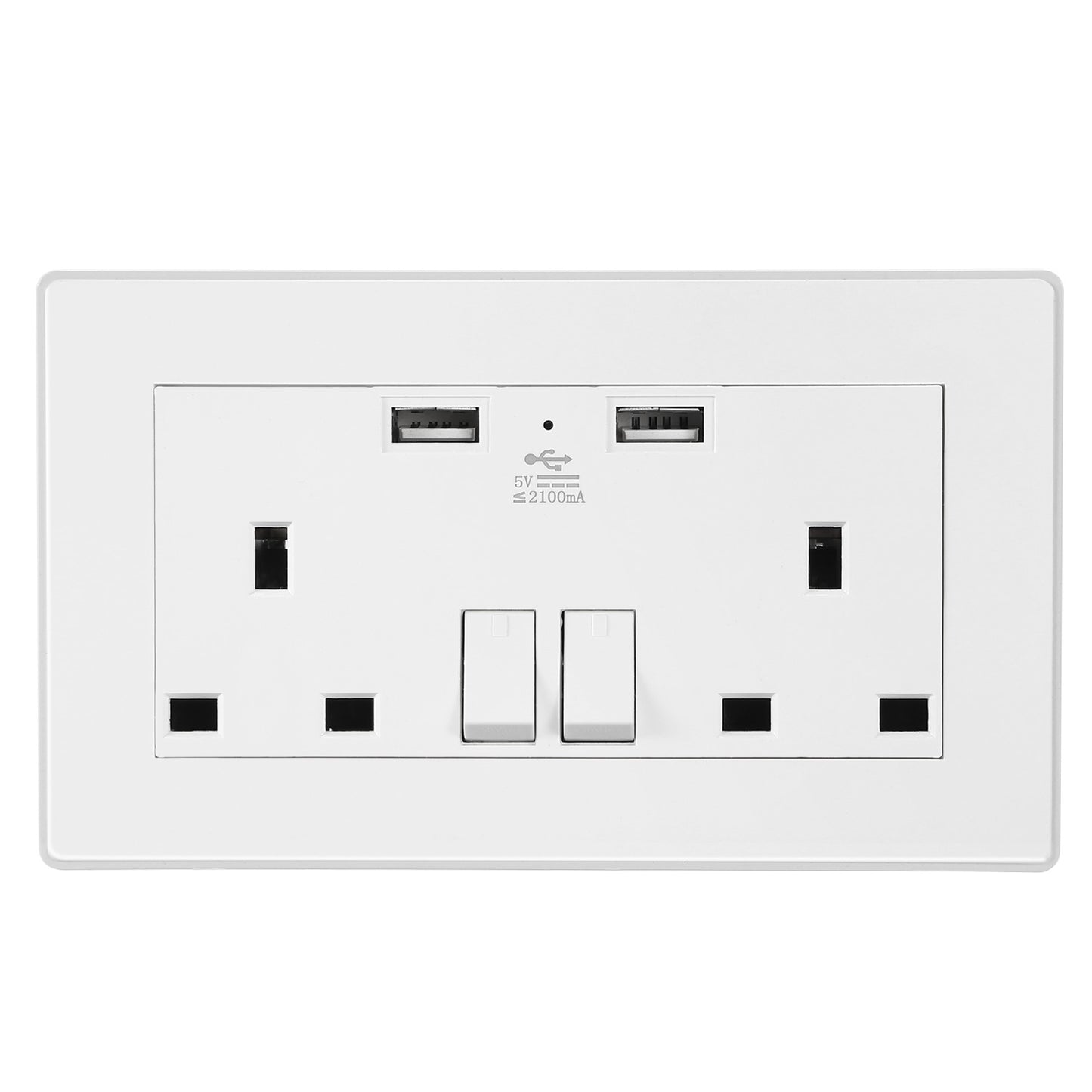 UK Dual Wall Socket with USB Charging Ports & Switches