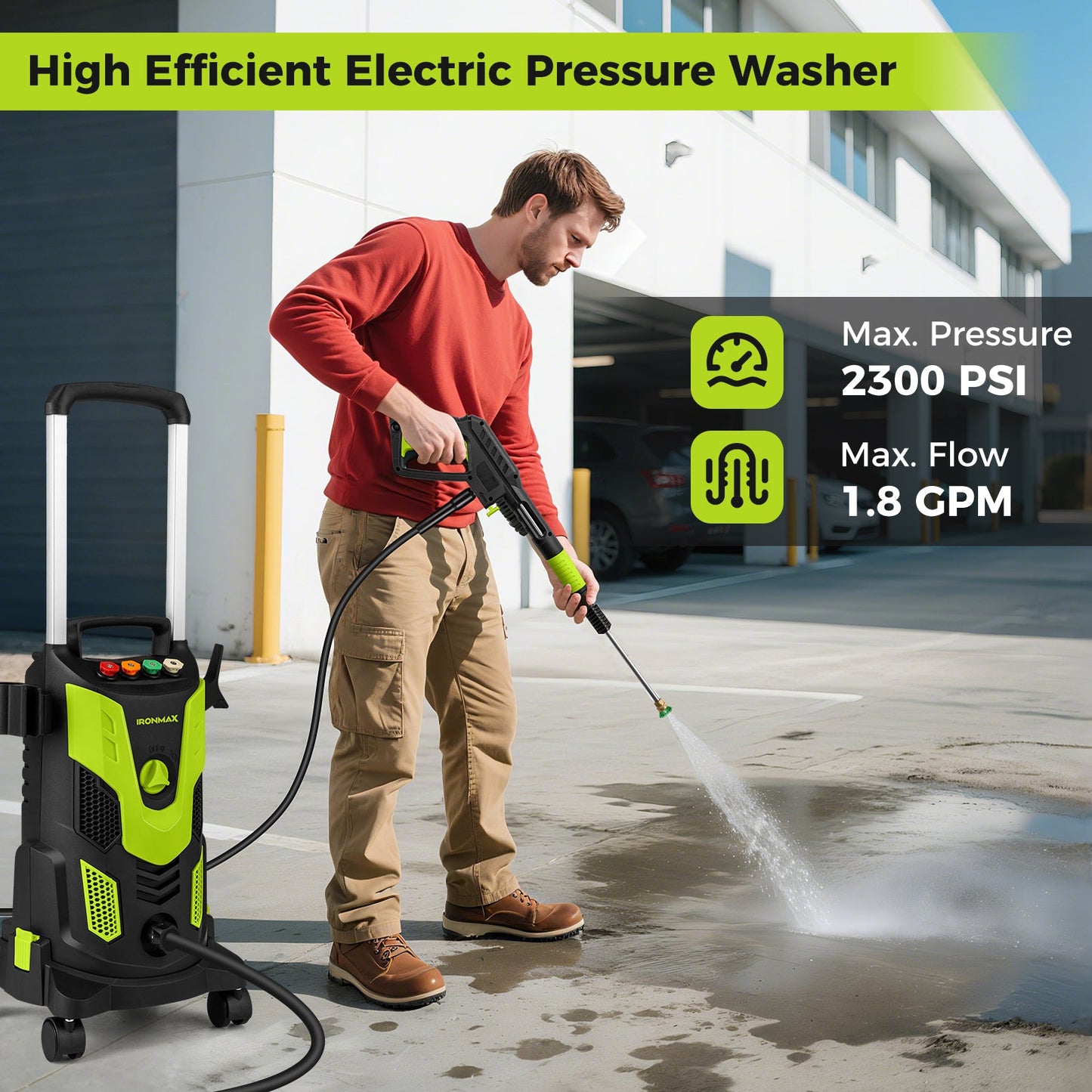2300 PSI 1.8 GPM Electric High Pressure Power Washer