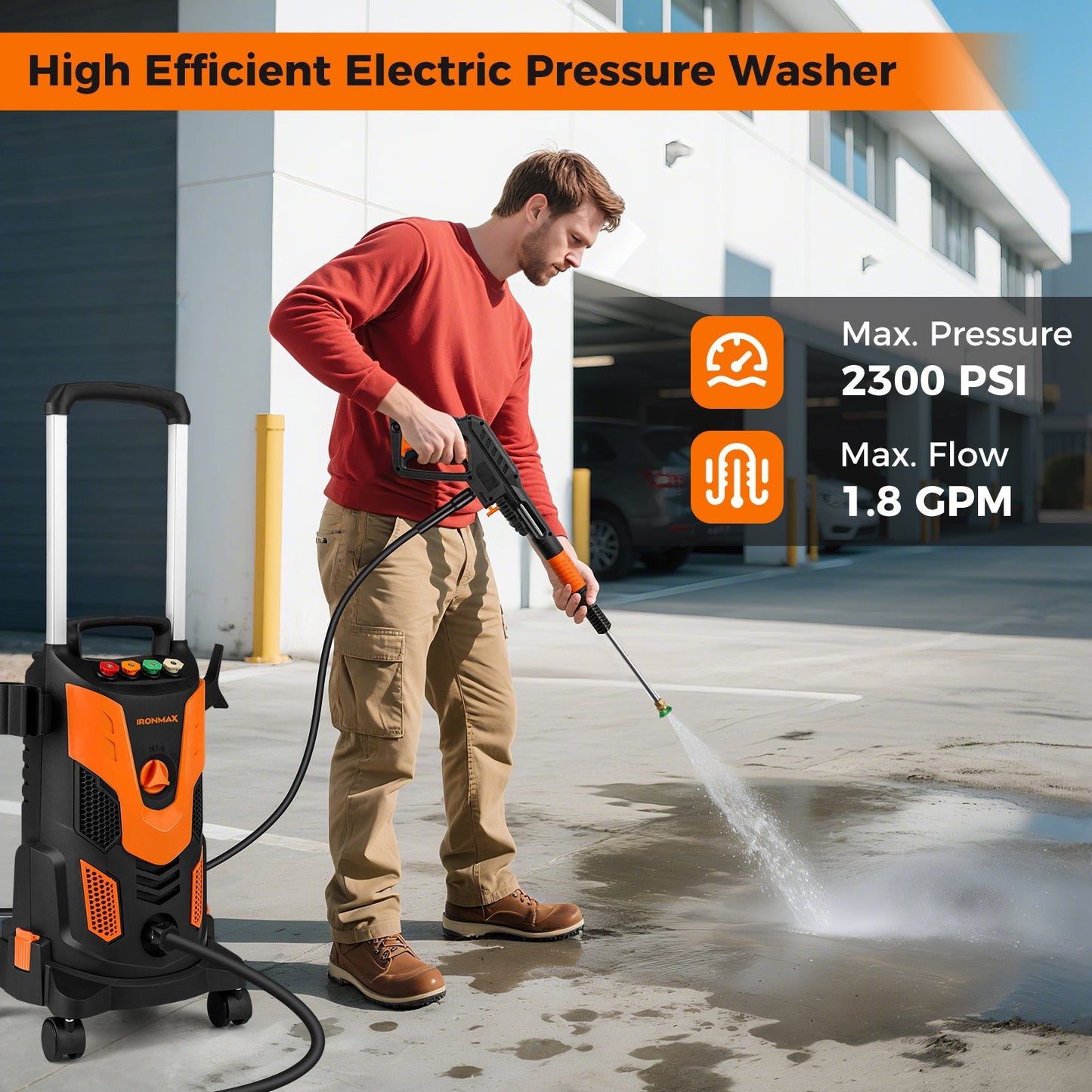 2300 PSI 1.8 GPM Electric High Pressure Power Washer