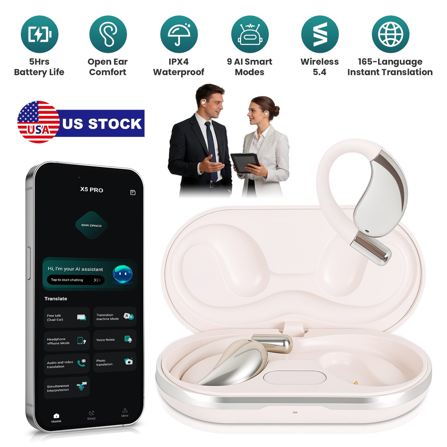 AI Translation Earbuds with 165 Languages & Real-Time Voice