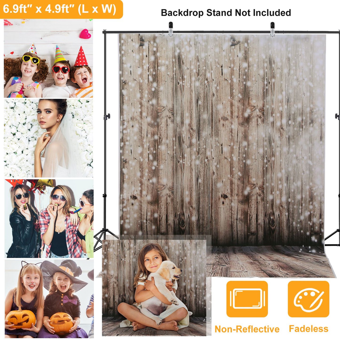 Wooden Floor Photography Backdrop 5x7ft Rustic Wall Design