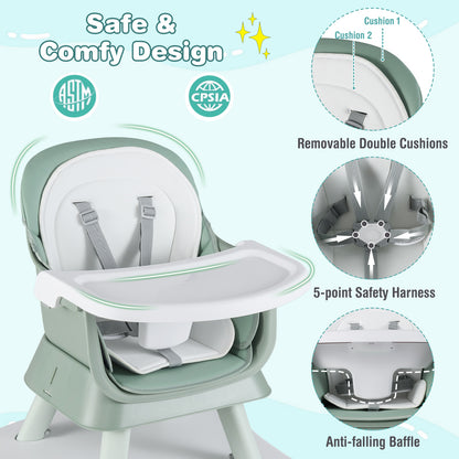 6-in-1 Convertible High Chair with Adjustable Tray