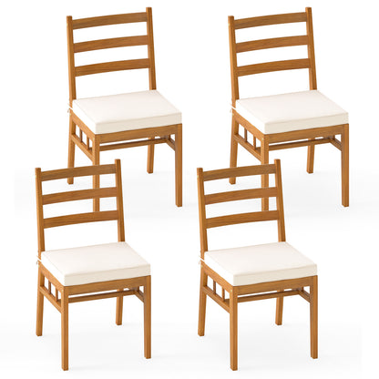 Acacia Wood Dining Chairs Set of 4 with Padded Cushions