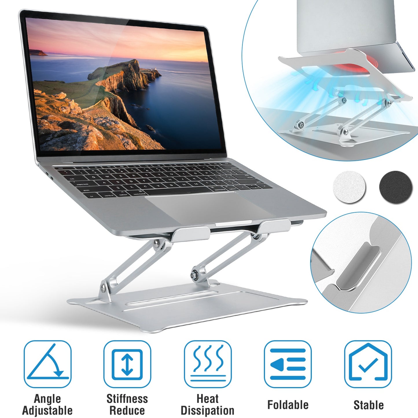 Adjustable Aluminum Laptop Stand for 10-17 Inch Notebooks