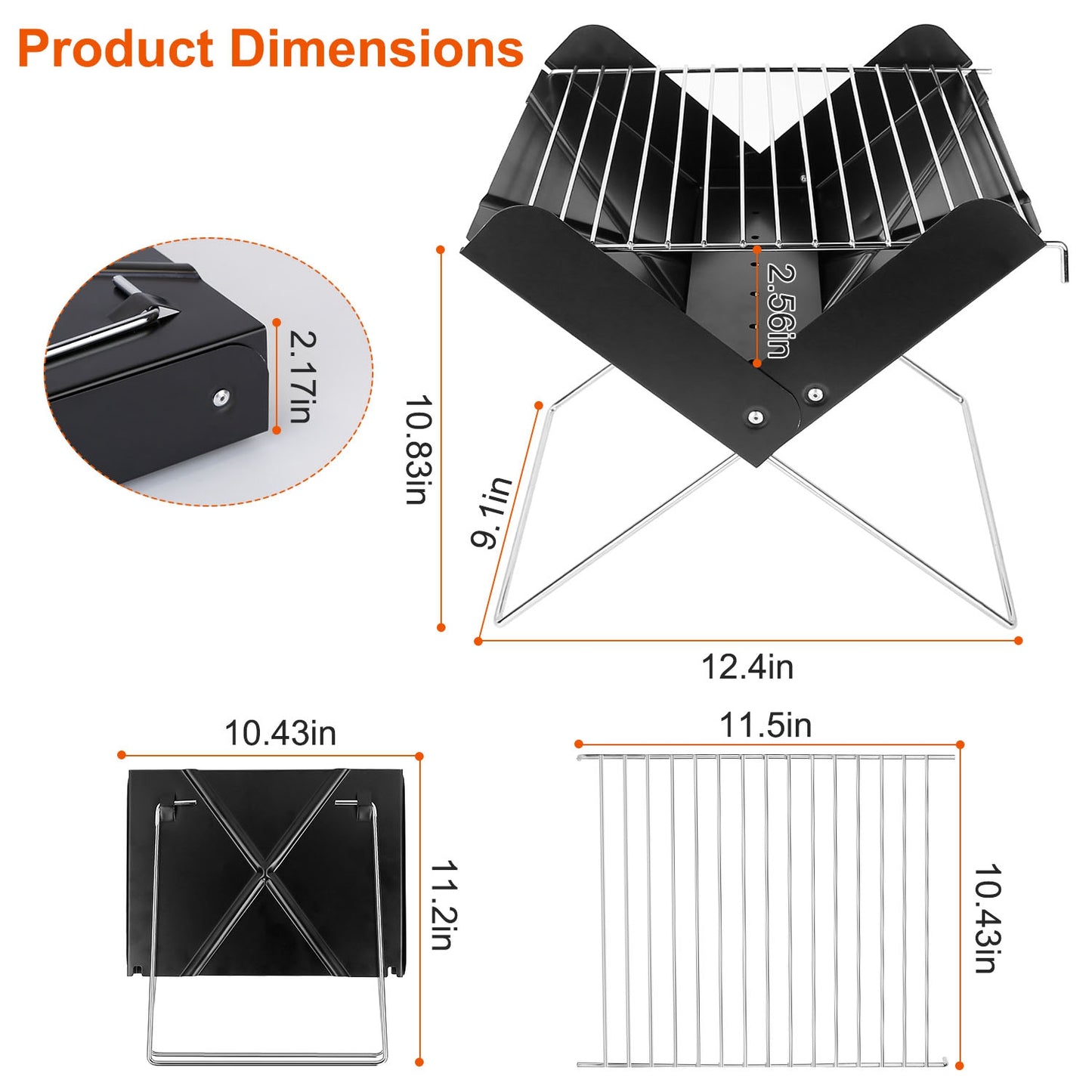 Foldable Charcoal BBQ Grill - Portable X-Shape Design