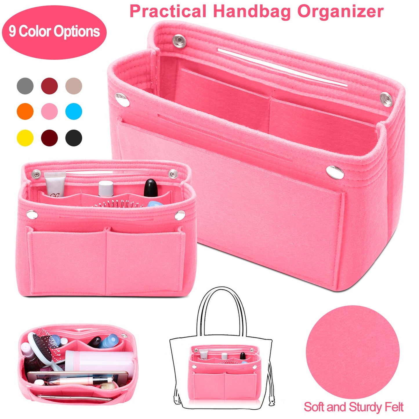 Felt Handbag Insert Organizer Purse