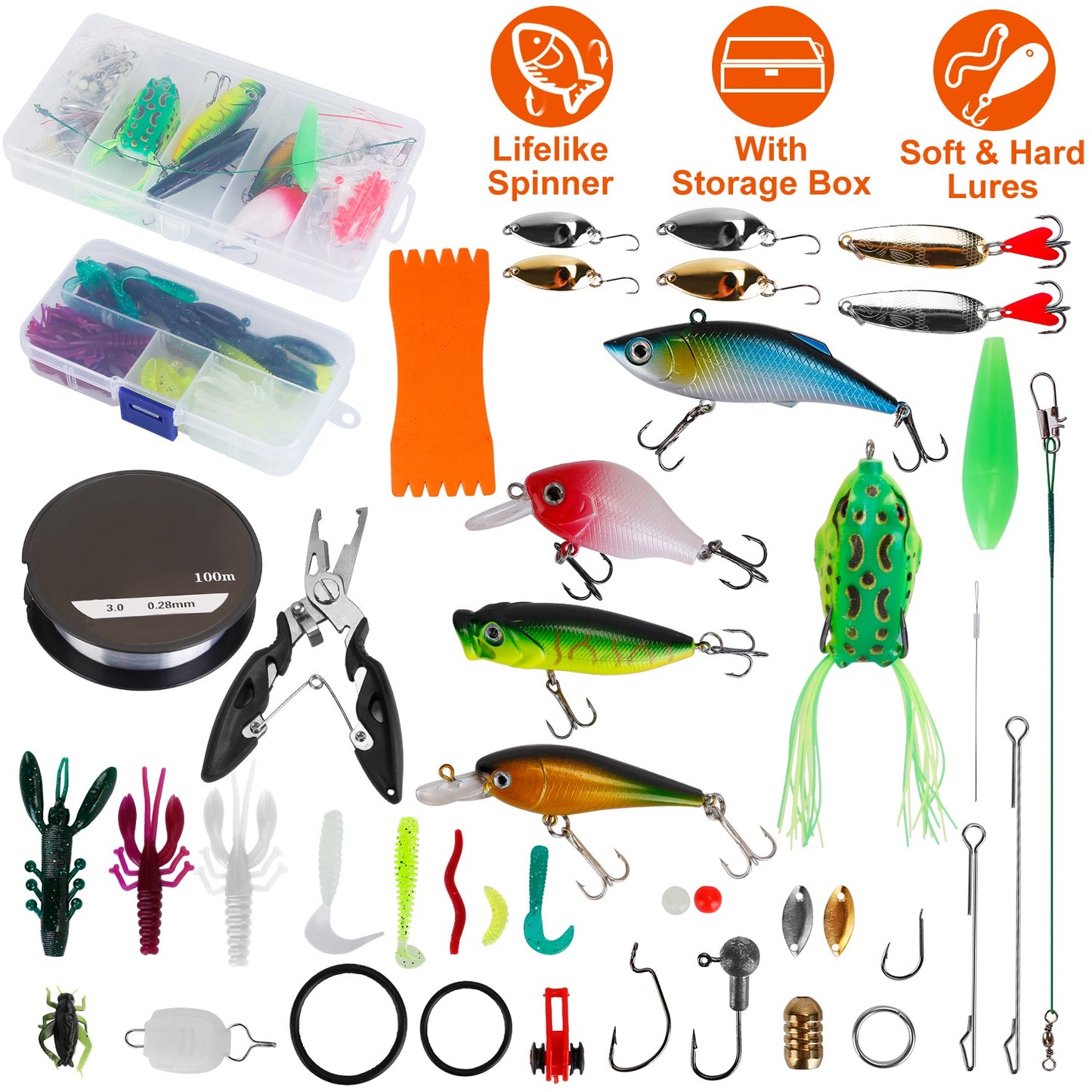 383-Piece Fishing Lure Tackle Kit with Storage Boxes