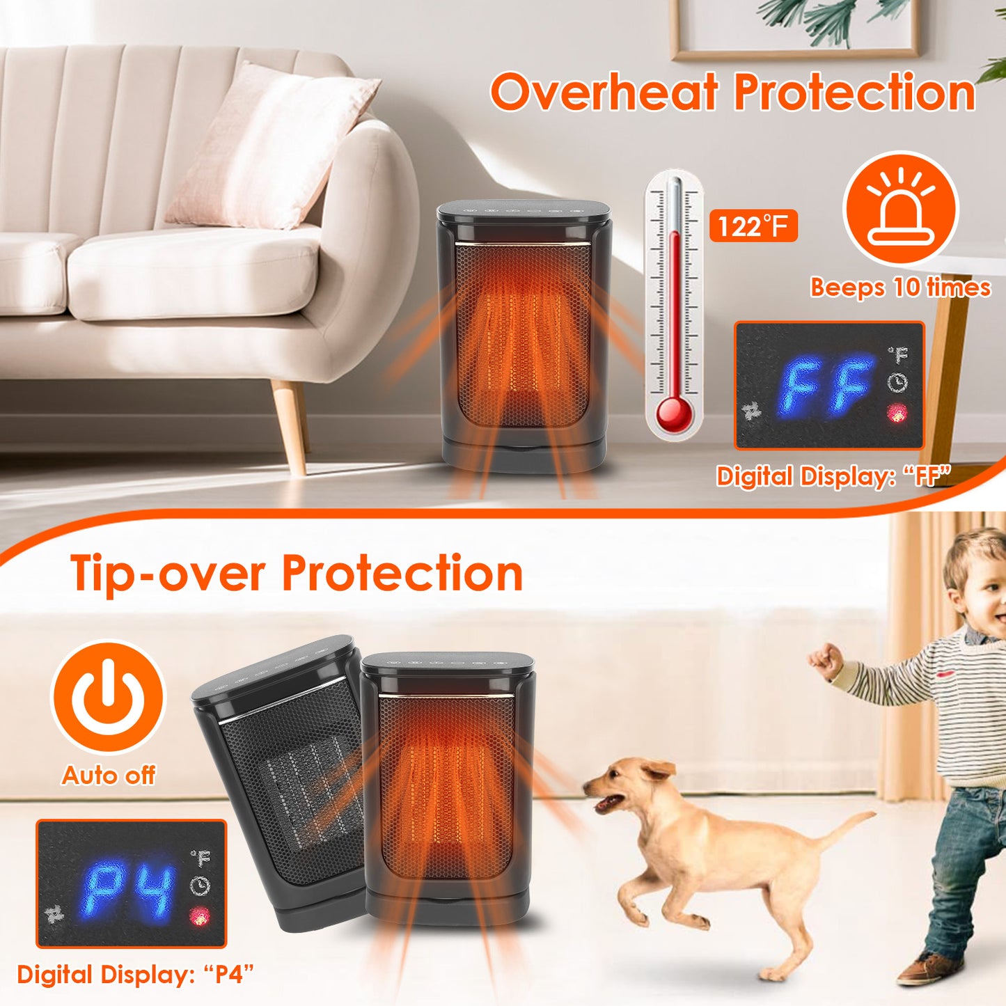 1500W Ceramic Space Heater with Remote Control & Oscillation