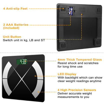 Smart Body Composition Scale with App & 24 Health Metrics