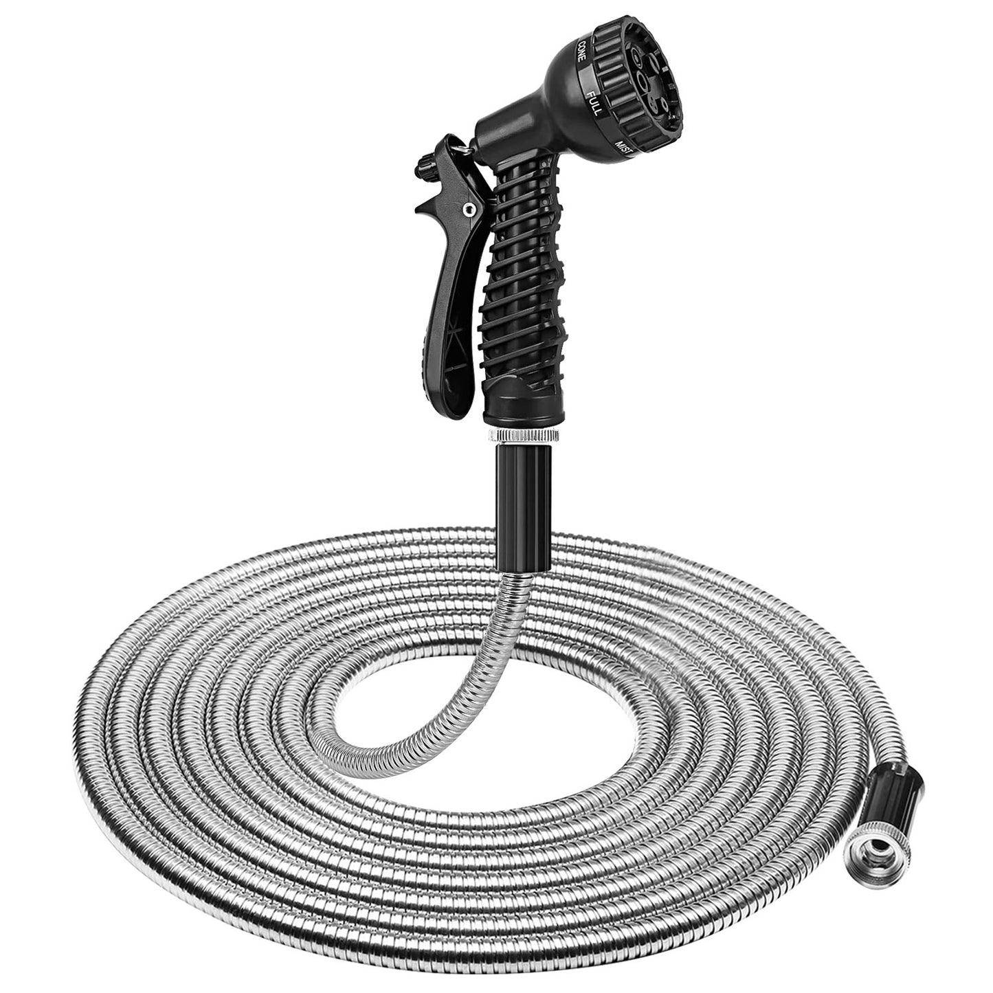 Stainless Steel Garden Hose with Dual Spray Nozzles