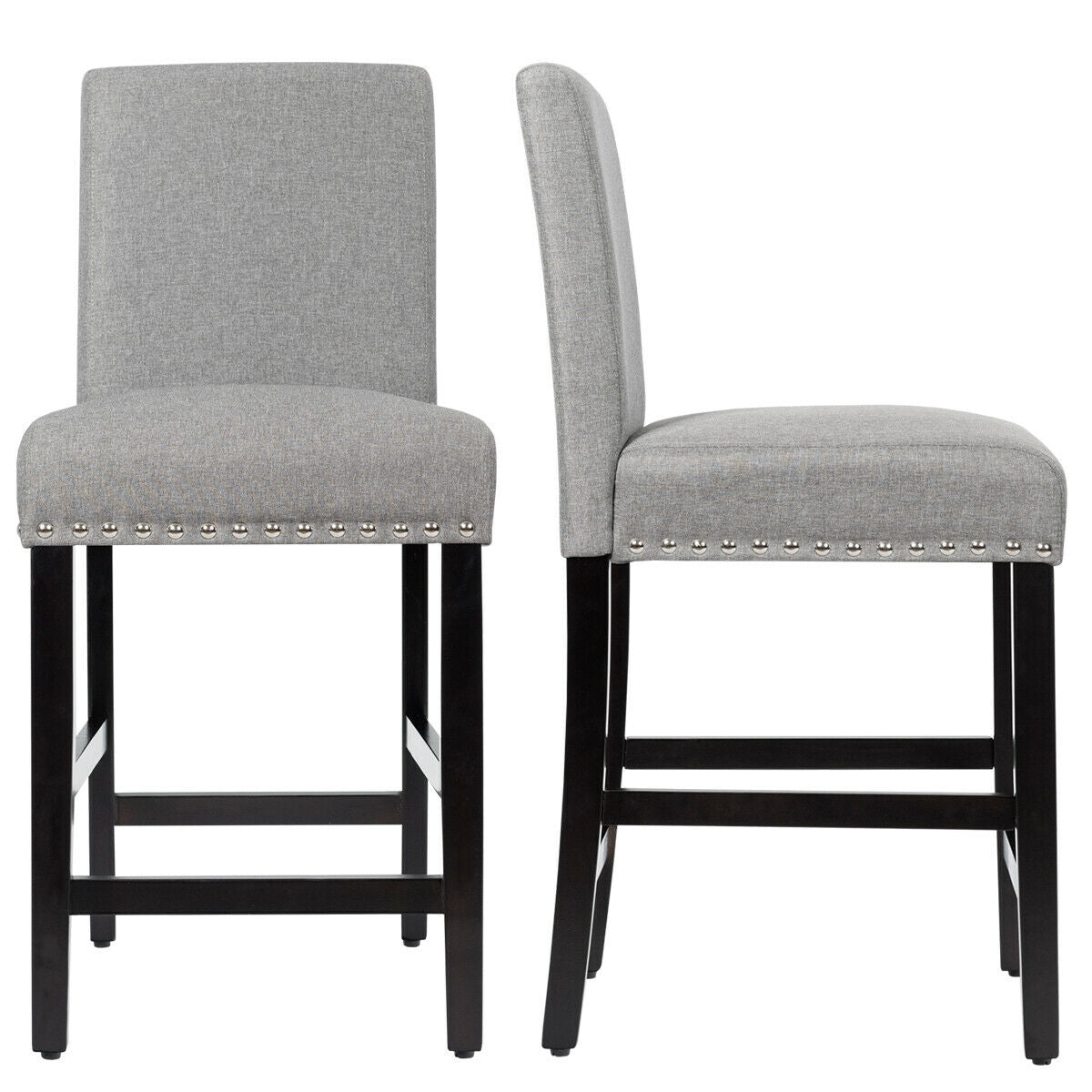 25 Inch Upholstered Bar Stool with Curved Backrest