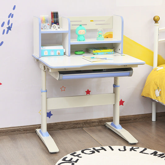Kids Adjustable Writing Desk with Tilting Desktop and Shelf