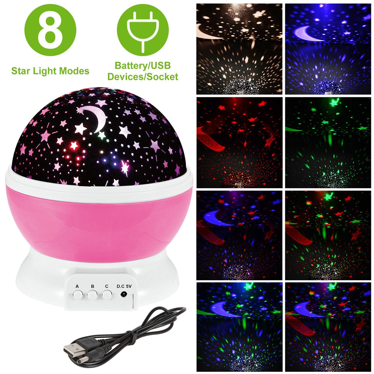 LED Star Sky Projector Night Light Kids Rotating Starry Night Lamp USB Sleep Light Xmas Gift