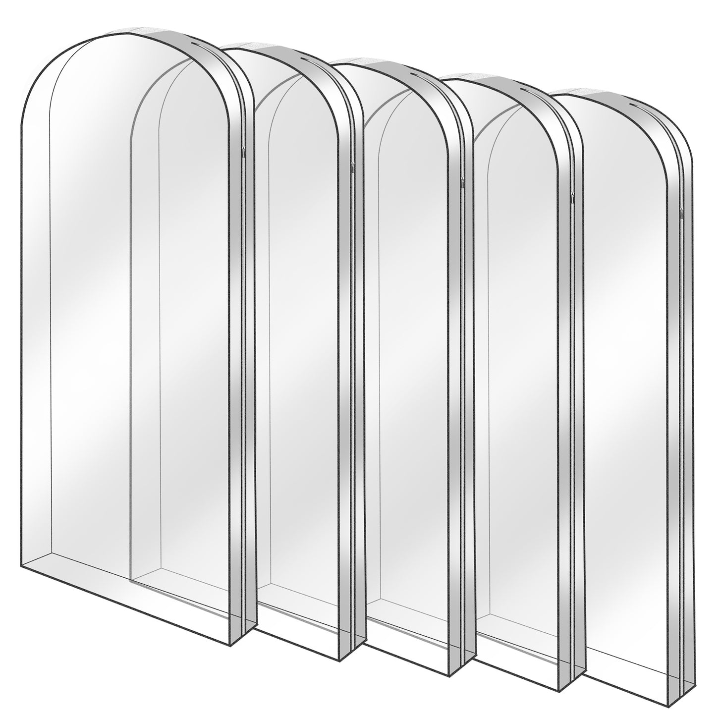 Hanging Garment Bags 60 Inch - 5 Pack Clear Dustproof Storage