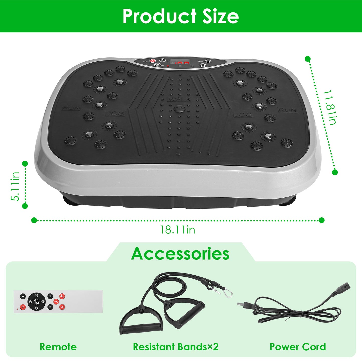 Vibration Platform Exercise Machine with Resistance Bands