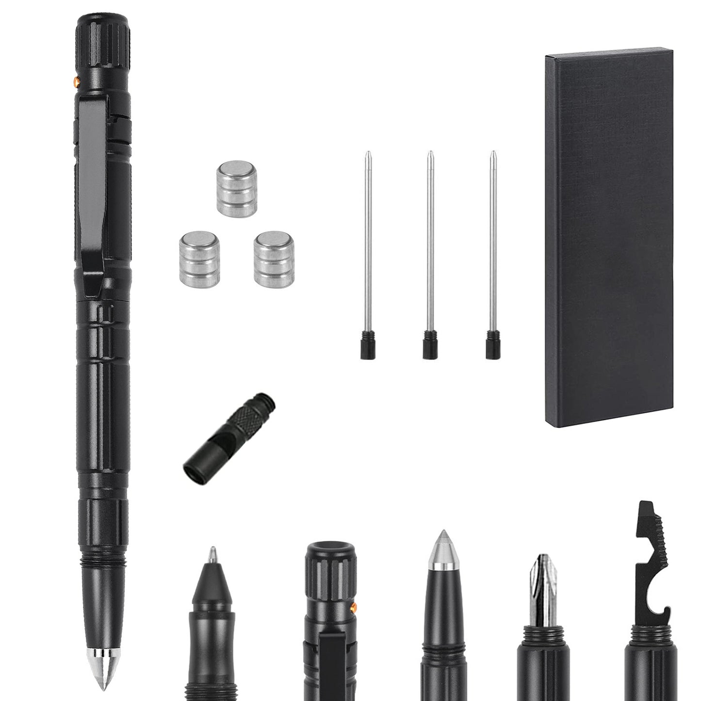 Tactical Pen Multi-Tool Set with LED Flashlight & Glass Breaker